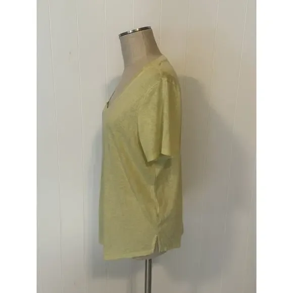 Athleta Shirt Womens XL Yellow Lightweight V Neck Short Sleeve Relaxed Tee Top - Picture 6 of 7